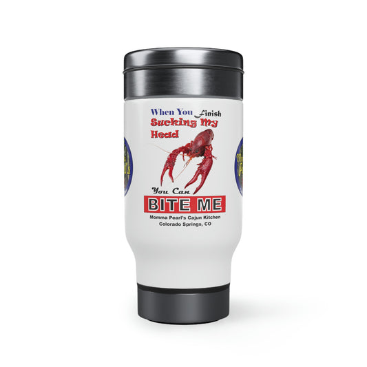 Momma Pearl's Crawfish Stainless Steel Travel Mug with Handle, 14oz